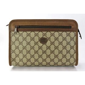 Gucci Women's Cosmetic Bag in Brown and Tan